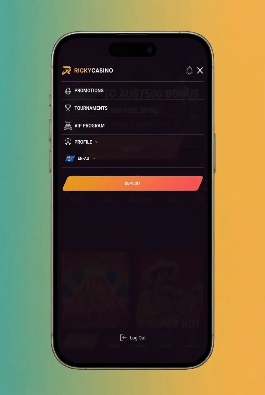 Ricky Casino deposit screen for Australian users