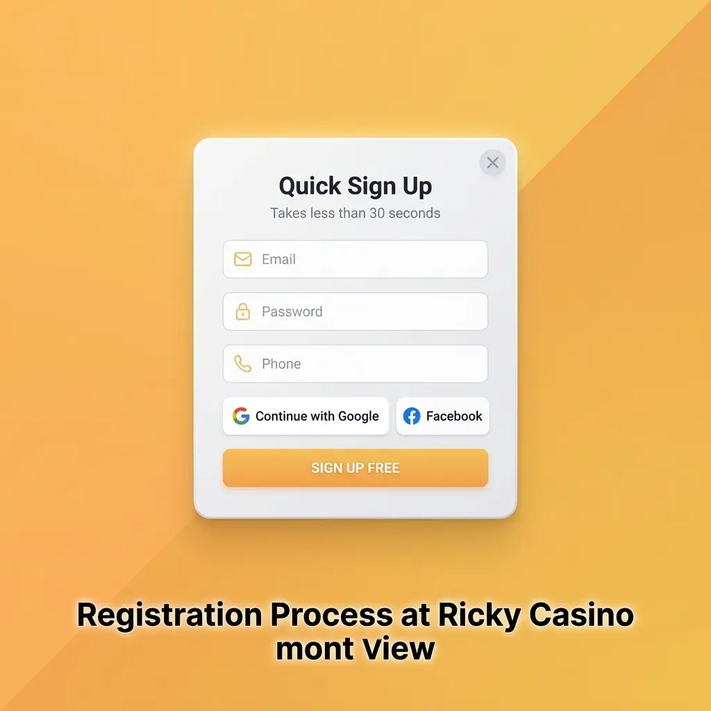 Ricky Casino registration form on screen