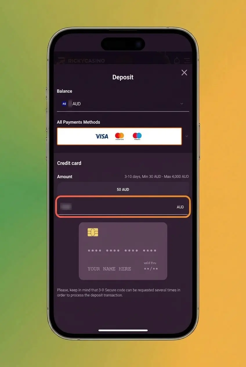 Steps to claim a bonus at Ricky Casino